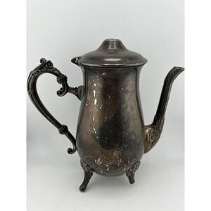 Vintage Tableware Antique High-Quality Silver-Plated Footed Tea Pot - 7.5" Tall‎